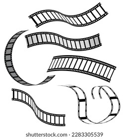 Film strip set vector image. Set of realistic film or movie reels strips vector image.