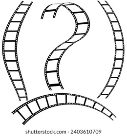 Film strip set vector image. Film tape vintage icon isolate