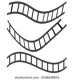 Film strip set vector image. black and white film strip