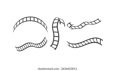 Film strip set vector image. set of film icons