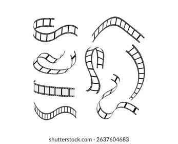 Film strip set vector image. Set of realistic film or movie reels strips vector image