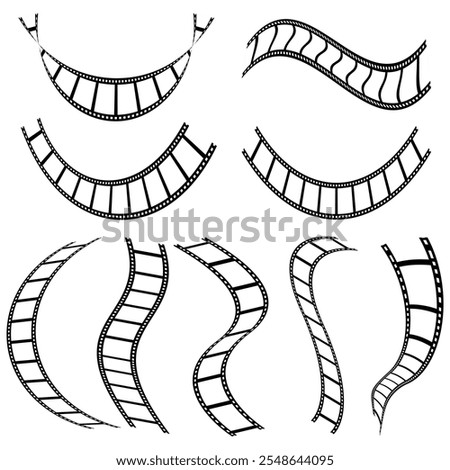 Film strip set vector image. movie film strip. Film tape vintage icon isolate