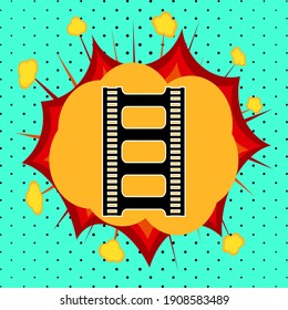 Film strip sign, pop art explosion, vector illustration for design