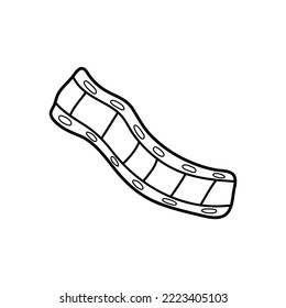 Film strip tape outline icon. Movie video frame isolated doodle drawing element. Vector illustration.