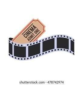 film strip ticket cinema movie entertainment show icon. Flat and Isolated design. Vector illustration