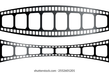 Vector de tira de película: 2 estilos de cintas dobladas hacia adelante y dobladas hacia atrás. Transparencia 100%.