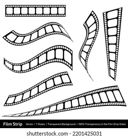 Vector de tira de película 7 estilos con 100% de transparencia