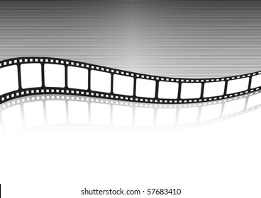 Film strip  vector  banner with lined shiny background