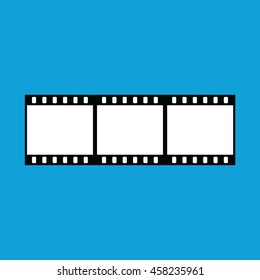 Film strip vector icon. Blue background