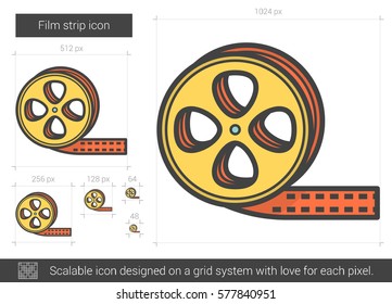 Film strip vector line icon isolated on white background. Film strip line icon for infographic, website or app. Scalable icon designed on a grid system.