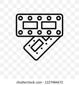 Film strip vector linear icon isolated on transparent background, Film strip transparency concept can be used for web and mobile