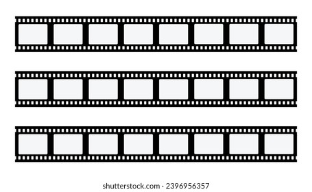 film strip vector. Set of seamless film strips. Tape of movie template. Vector illustration