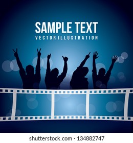 film stripe over blue background. vector illustration