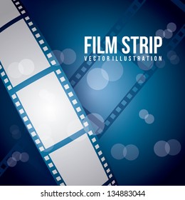 Film Stripe Over Blue Background. Vector Illustration