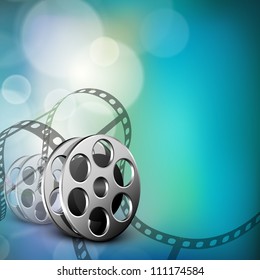 Film stripe or film reel on shiny movie background. EPS 10