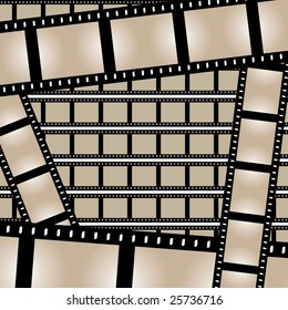 Film strips background design with lots of empty frames.  This vector image is fully customizable.
