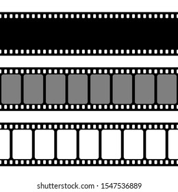Film strips collection. Old retro cinema strip. Vector photo frame.