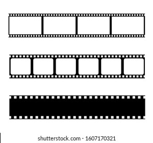 Film strips collection. Vector realistic illustration of film strip on white background. Retro cinema strip. Vector photo frame.