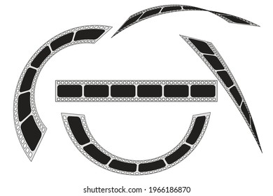 Film strips frame roll on a white background