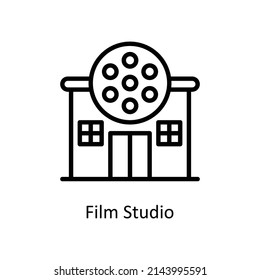 Film Studio vector outline icon for web isolated on white background EPS 10 file