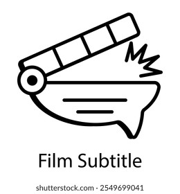 Icono de subtítulo de película en estilo lineal