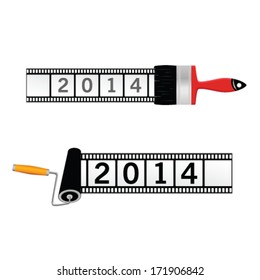 film tape with 2014 color vector illustration