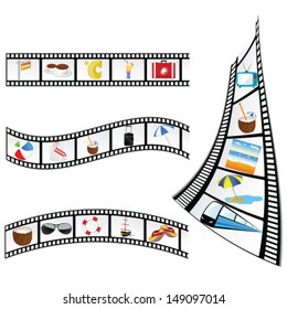 film tape with beach items vector illustration on a white