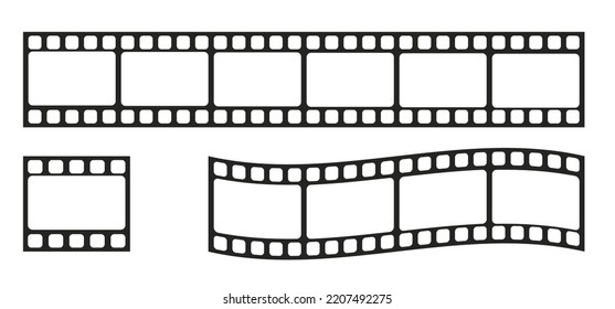 Film tape, curved film tape on a white background. Vector illustration