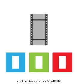 Film tape icon. Simple logo of film tape isolated on white background. Flat vector illustration.