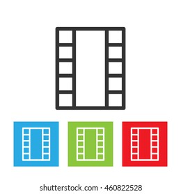 Film tape icon. Simple logo of film tape on white background. Flat vector illustration.