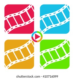 Film tape icons, 2d multicolored vector signs, eps 8