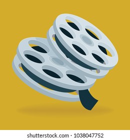 Film tape reel. Vector Illustration.
Film tape flat design icon.