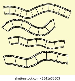 Film tape strip frame or border set. Photo, cinema or movie negative reel. cinematic Seamless frame border retro style Old white and black film roll tapes of 35mm border design element in EPS 10.