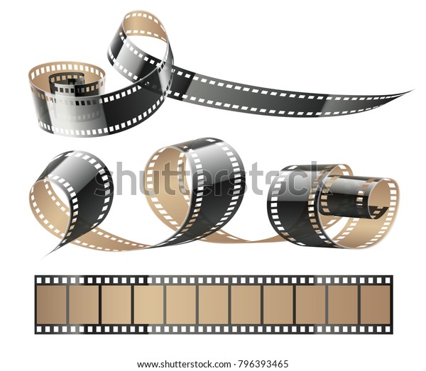 白い 透明 背景にフィルムテープのツイストリール 映画映画や写真用 ベクターイラスト のベクター画像素材 ロイヤリティフリー