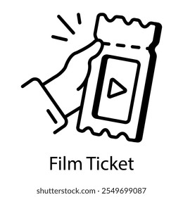 Film ticket icon in line style