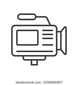 Film video camera, film, video, camera, movie, cinematography, film-camera on white background vector. Film video camera, film, video, camera, movie, cinematography editable stroke icon