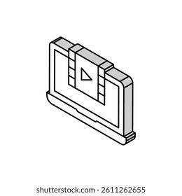 film watching on laptop isometric icon vector. film watching on laptop sign. isolated symbol illustration