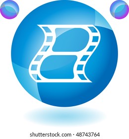 Botón web de película aislado en un fondo.