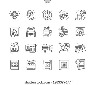 Film Well-crafted Pixel Perfect Vector Thin Line Icons 30 2x Grid for Web Graphics and Apps. Simple Minimal Pictogram