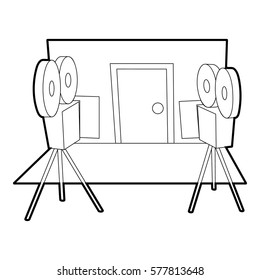 Filming icon. Outline illustration of filming vector icon for web