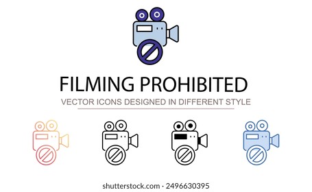 Filming Prohibited icon design with white background stock illustration