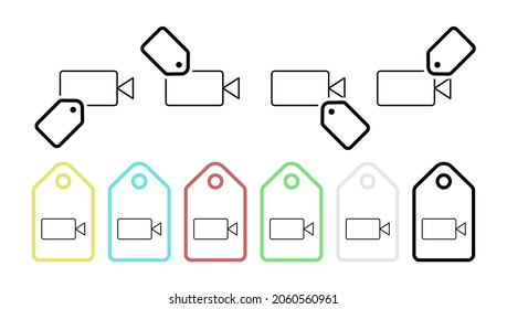 Filming vector icon in tag set illustration for ui and ux, website or mobile application