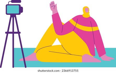 Filming Yoga Pose Vector Illustration