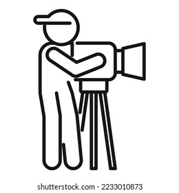 Vector de contorno de icono de cineasta. Cine de cine. Película de vídeo