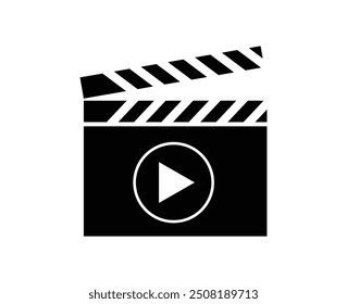 Icono de Vector de la pizarra del cineasta. Hollywood Film ilustración de clapperboard. película de tiza tablero de clap