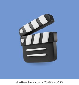 Filmmaker's clapboard vector icon. Movie shooting clapper board Film clapper illustration. Cinema 3d clap board