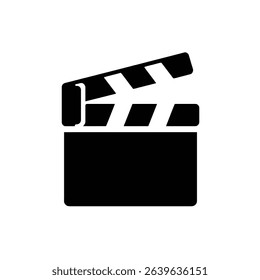Filmmaking clapperboard icon black and white movie production