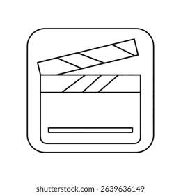 Filmmaking clapperboard icon in square frame simple design