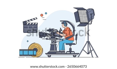 Filmmaking production and cinematography equipment setup for movie creation and visual storytelling