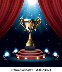 films awards trophy cup icon vector illustration design